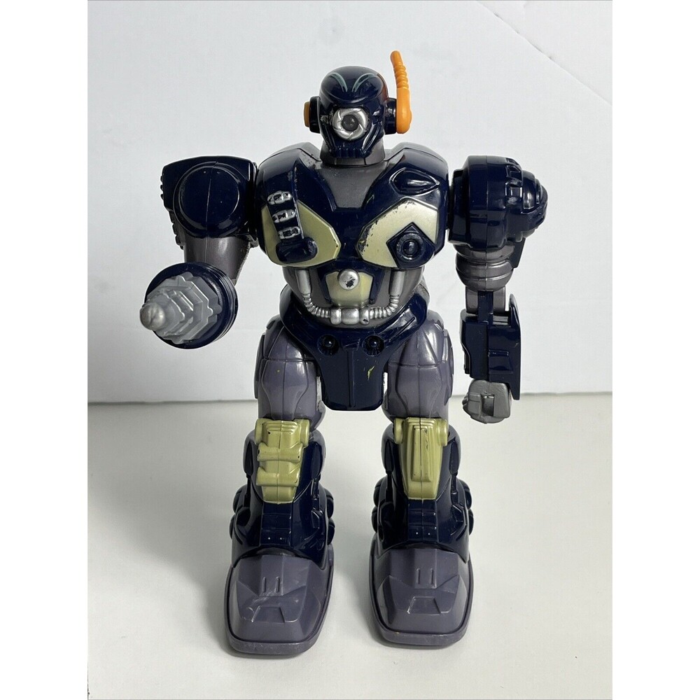 Hap-P-Kid Toy Robot Fighter Blue WALKS 7" Battery Operated - Fully Functional